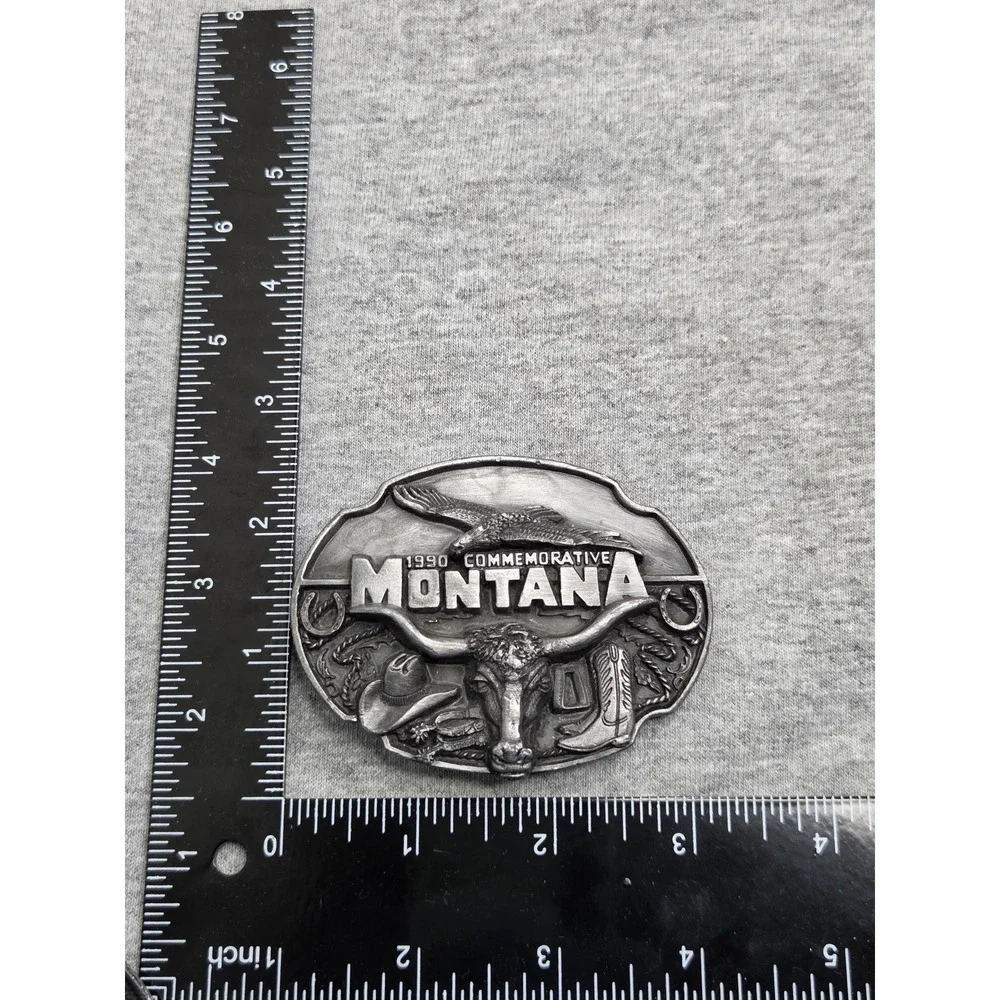 Vintage 1990 Montana Commemorative Solid Pewter Siskiyou Belt Buckle Heavy